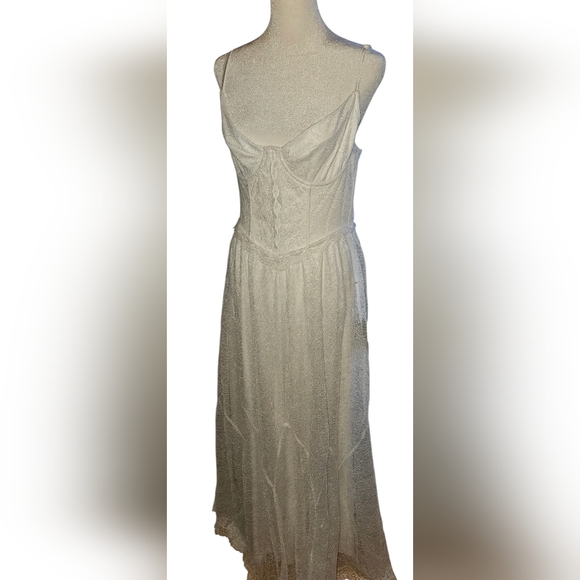 NWT Lulus White Lace Bustier Corset Maxi Dress Size Large - Picture 15 of 16